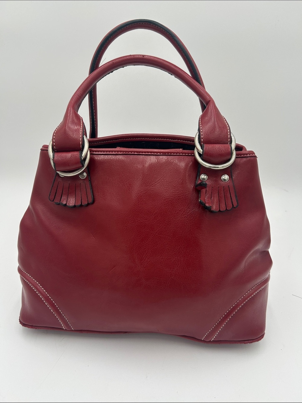 Y2K Tommy Hilfiger Classic Red Soft Leather Satchel Handbag